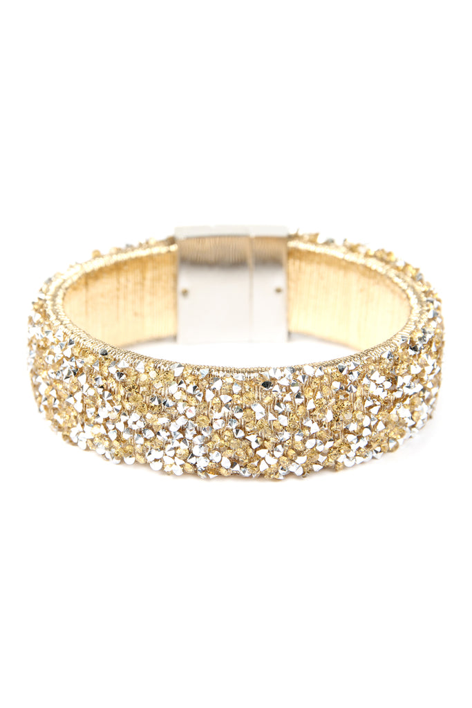 Rhinestone Embellished Magnetic Lock Bracelet