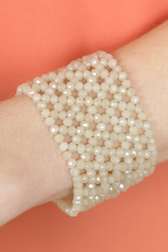 GLASS BEADS MESH WIDE STRETCH BRACELET