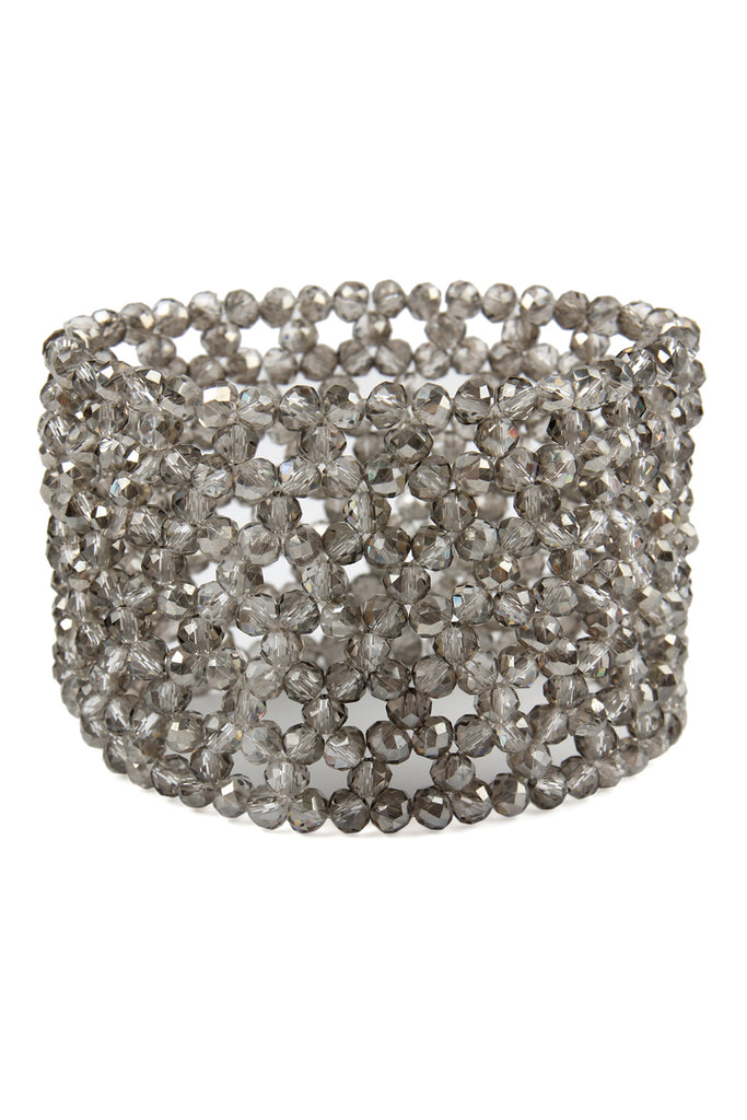 GLASS BEADS MESH WIDE STRETCH BRACELET