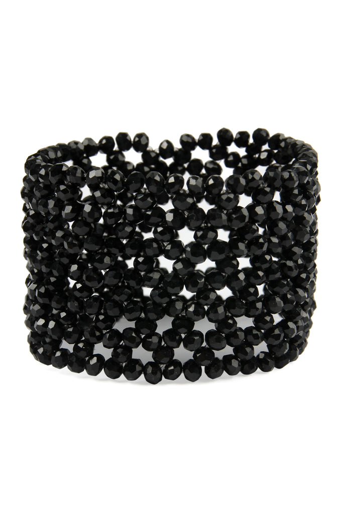 GLASS BEADS MESH WIDE STRETCH BRACELET