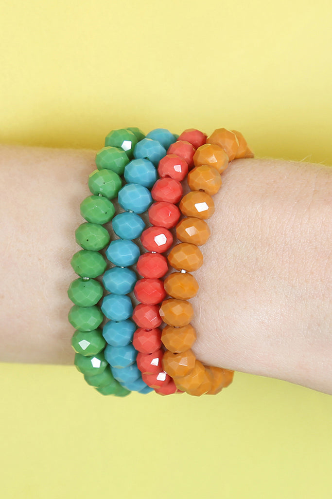 FOUR-LINE GLASS BEADS STRETCH BRACELET