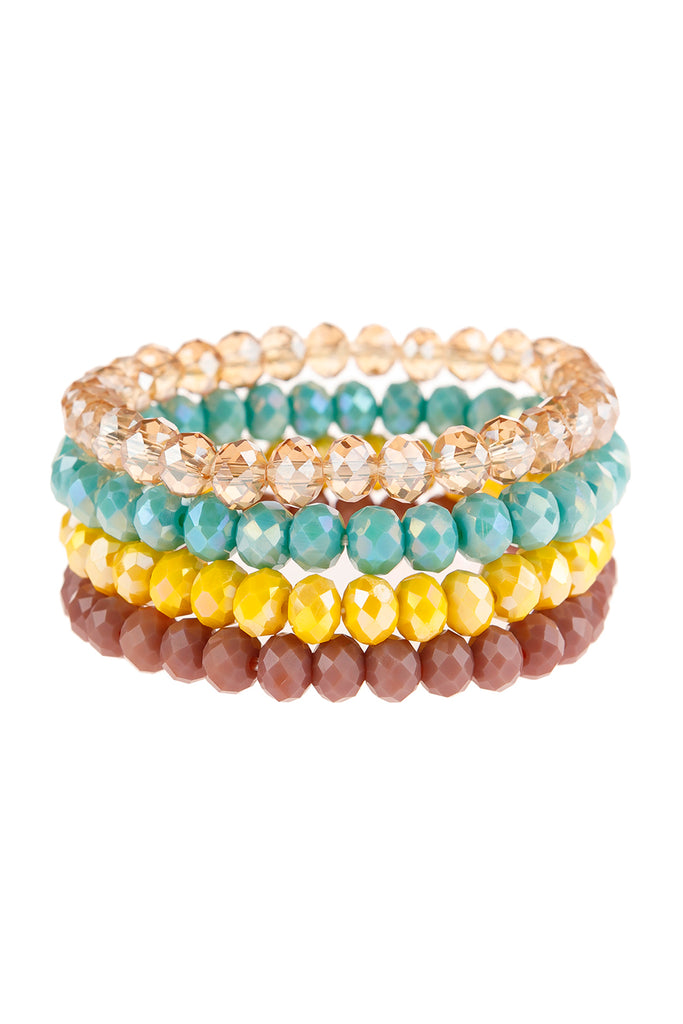 FOUR-LINE GLASS BEADS STRETCH BRACELET