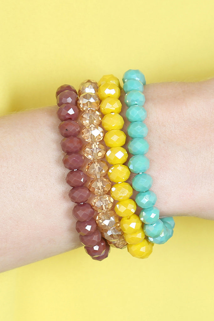 FOUR-LINE GLASS BEADS STRETCH BRACELET