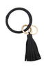 LEATHER COATED KEY RING WITH LEATHER TASSEL