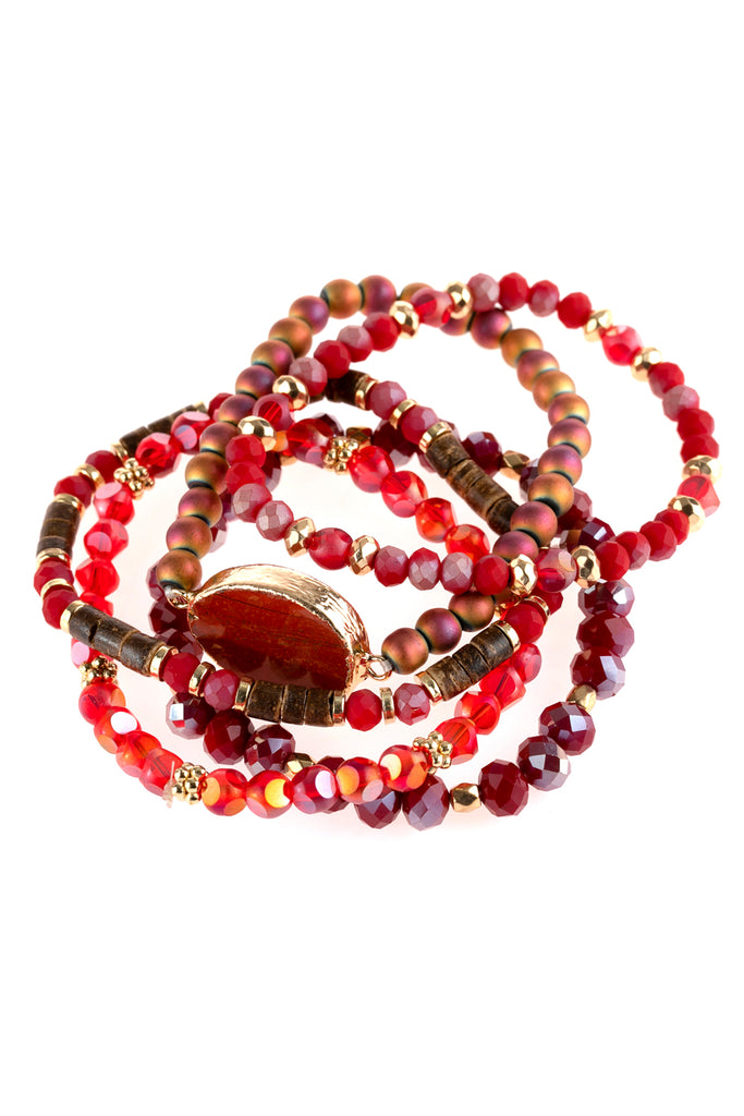 NATURAL STONE CHARM MIXED BEADS BRACELETS