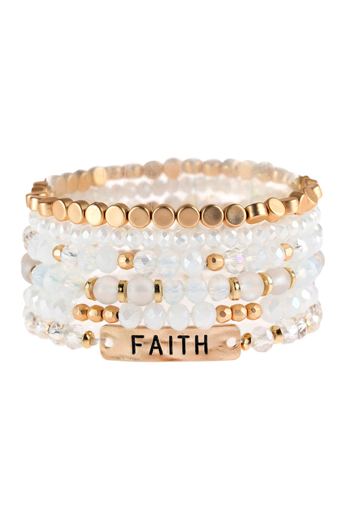 "FAITH" CHARM MIXED BEADS BRACELET