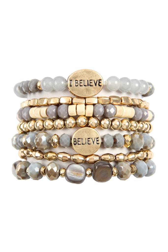 "I BELIEVE" CHARM MIX BEADS BRACELET