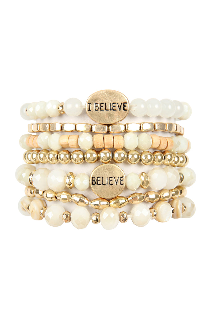 "I BELIEVE" CHARM MIX BEADS BRACELET