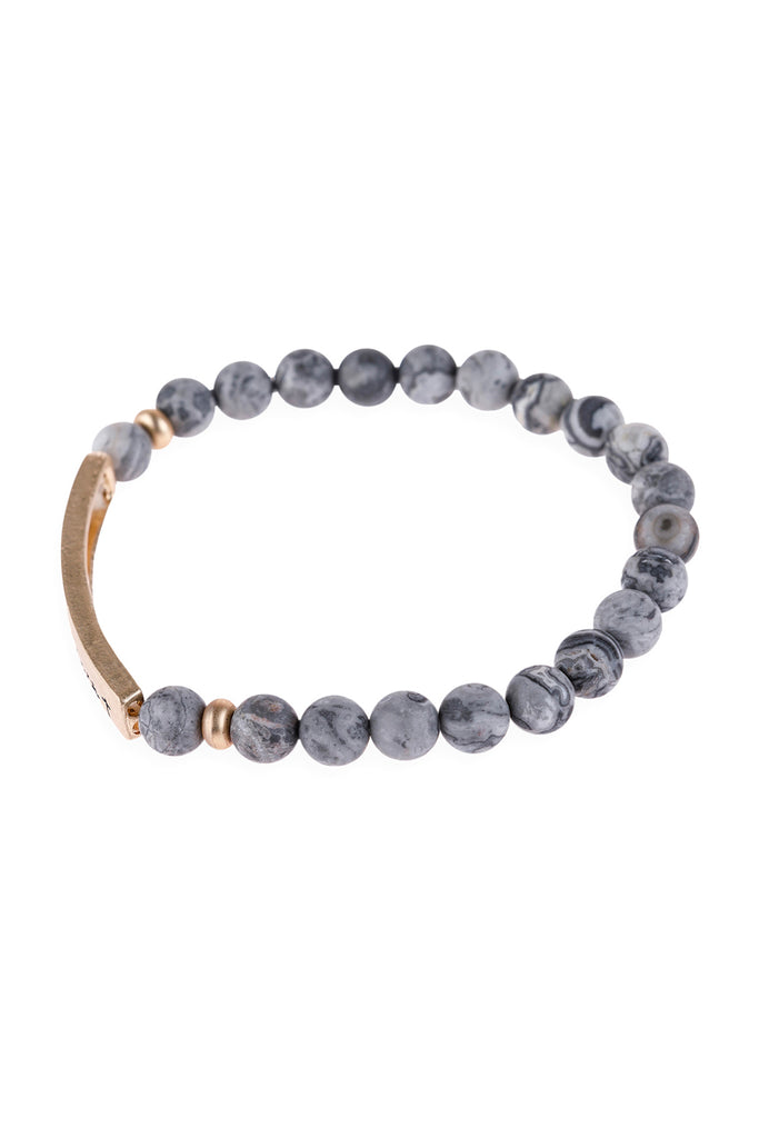 HDB3008 - "AMAZING GRACE" NATURAL STONE BEADS STRETCH BRACELET