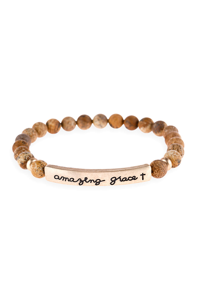 HDB3008 - "AMAZING GRACE" NATURAL STONE BEADS STRETCH BRACELET