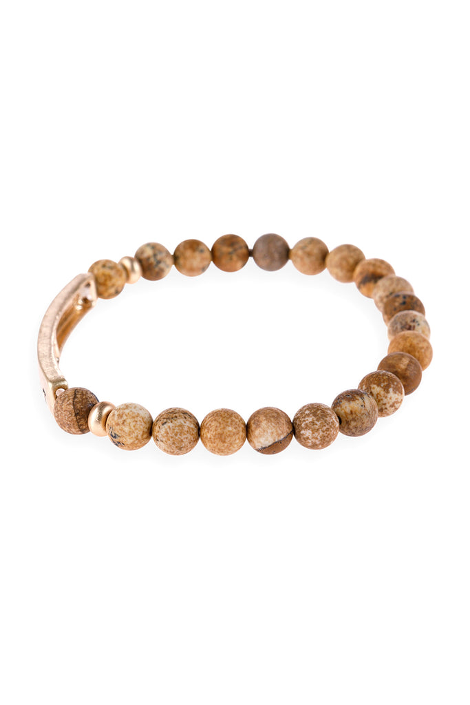 HDB3008 - "AMAZING GRACE" NATURAL STONE BEADS STRETCH BRACELET