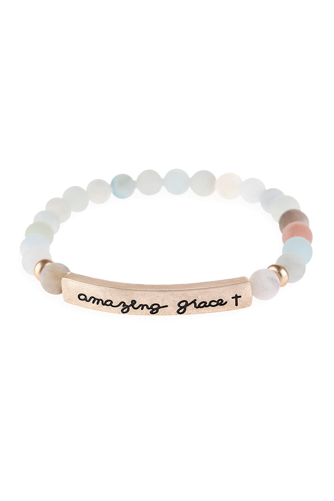 HDB3008 - "AMAZING GRACE" NATURAL STONE BEADS STRETCH BRACELET