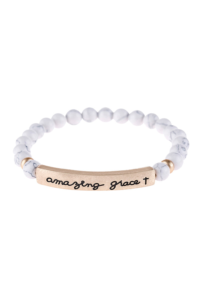 HDB3008 - "AMAZING GRACE" NATURAL STONE BEADS STRETCH BRACELET