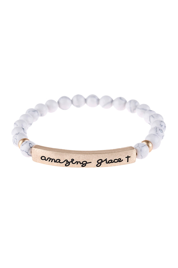 HDB3008 - "AMAZING GRACE" NATURAL STONE BEADS STRETCH BRACELET