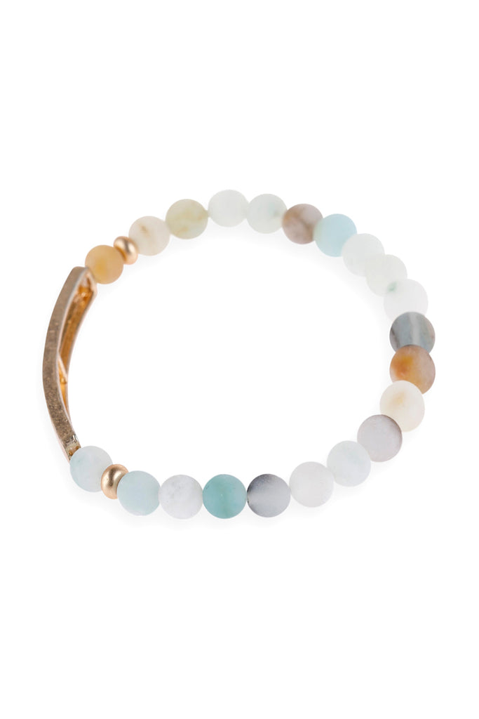 HDB3009 - "BLESSED" NATURAL STONE BEADS STRETCH BRACELET