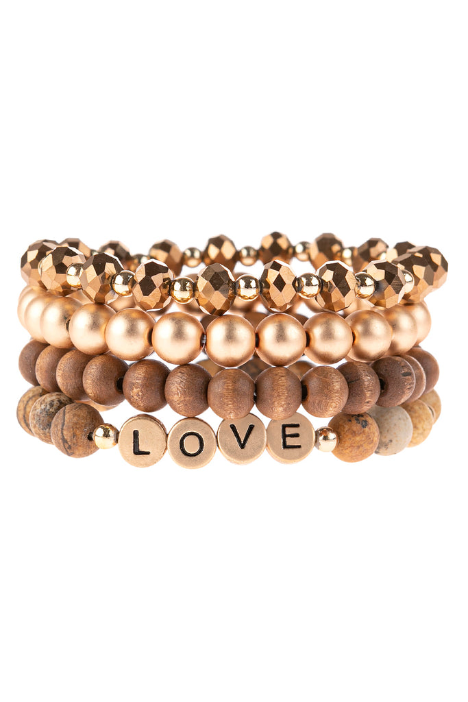 "LOVE" CHARM MULTILINE BEADED BRACELET