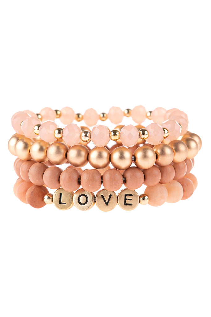 "LOVE" CHARM MULTILINE BEADED BRACELET