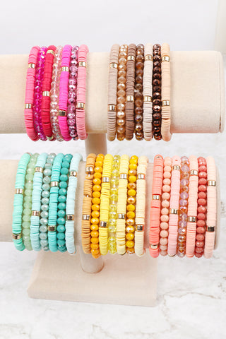 FOUR-LINE GLASS BEADS STRETCH BRACELET