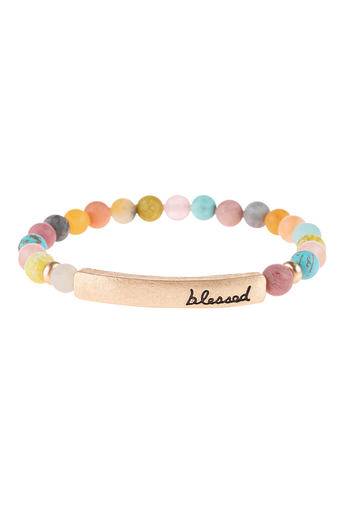 "Blessed" Natural Stone Message Bracelet