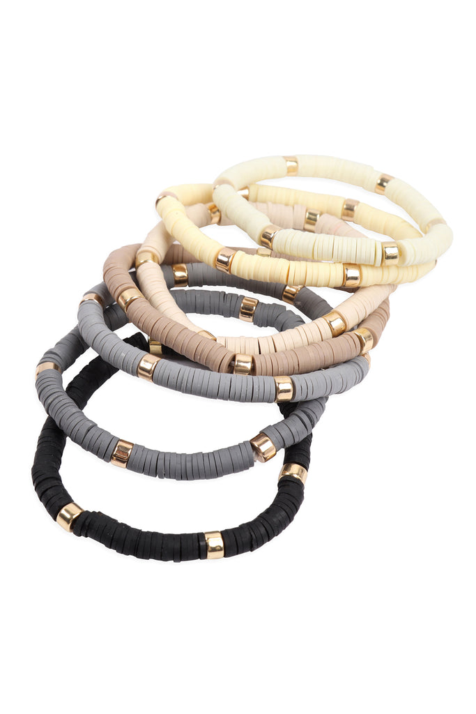 Multiline Fimo Bead Stretch Bracelets