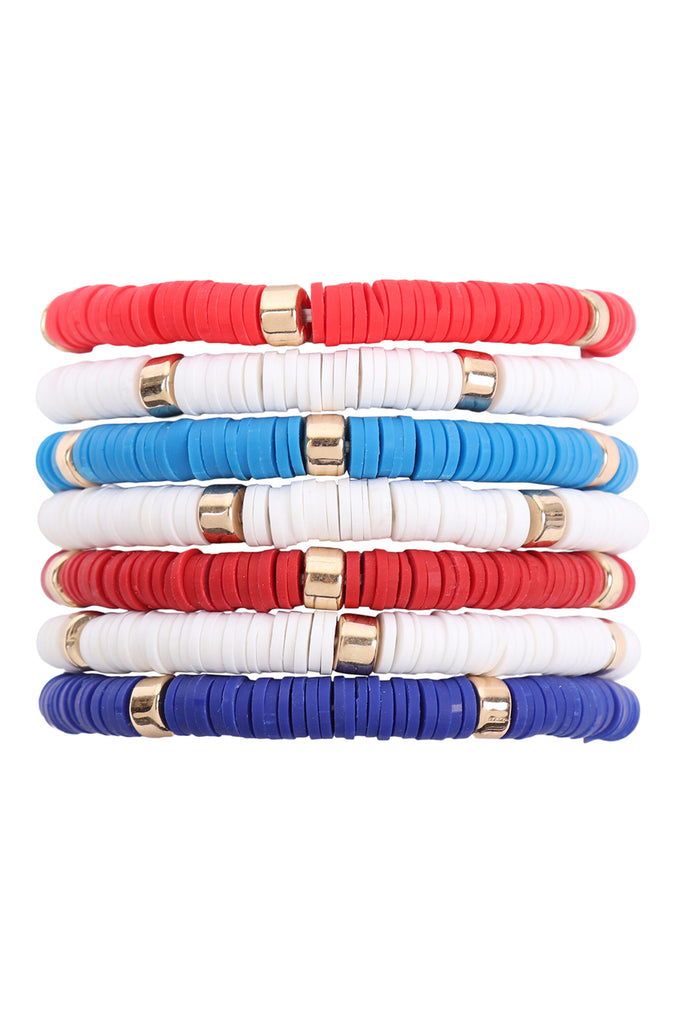 Multiline Fimo Bead Stretch Bracelets