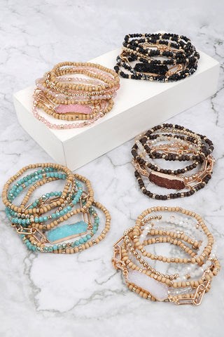 RHINESTONE ENCRUSTED DRUZY WRAP BRACELET