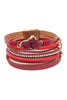 LEATHER WRAP DRUZY HEART MAGNETIC LOCK BRACELET