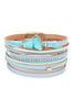 LEATHER WRAP DRUZY HEART MAGNETIC LOCK BRACELET