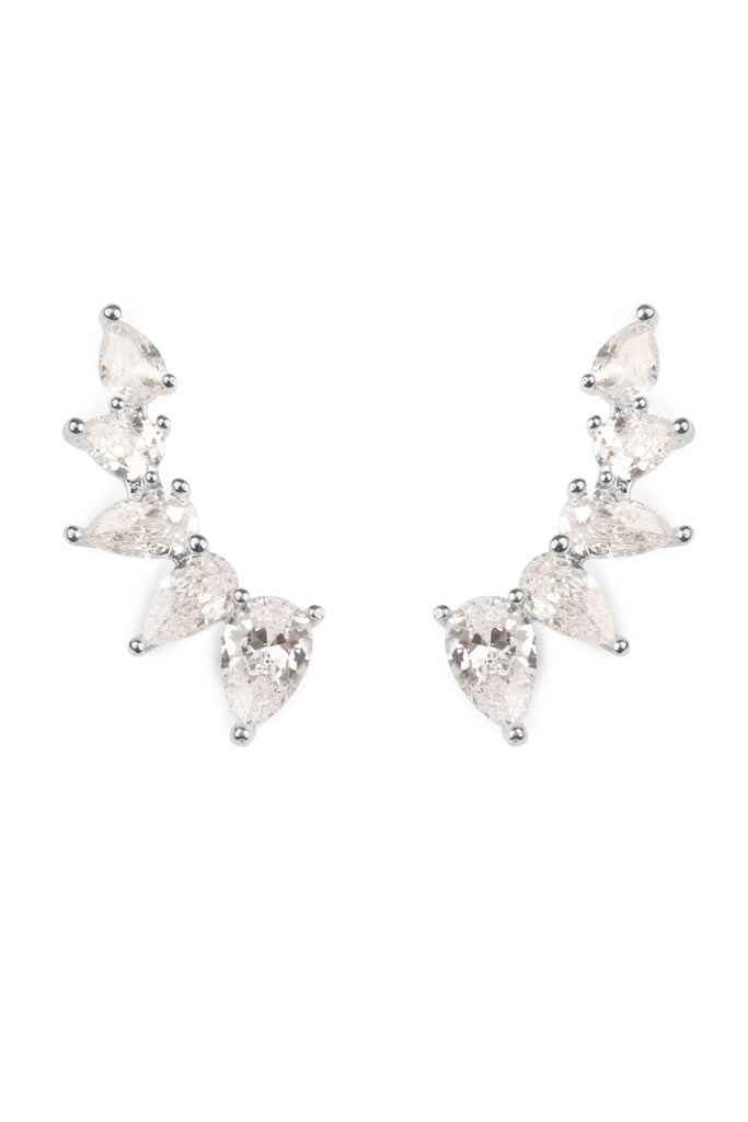 HDE1728 - TEARDROP CUBIC ZIRCONIA CRAWLER EARRINGS – Riah Fashion