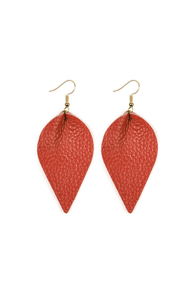 Teardrop Shape Pinched Leather Earrings