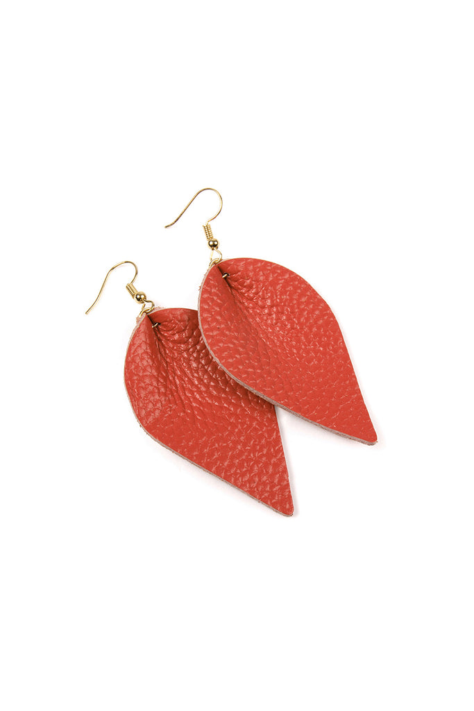 Teardrop Shape Pinched Leather Earrings