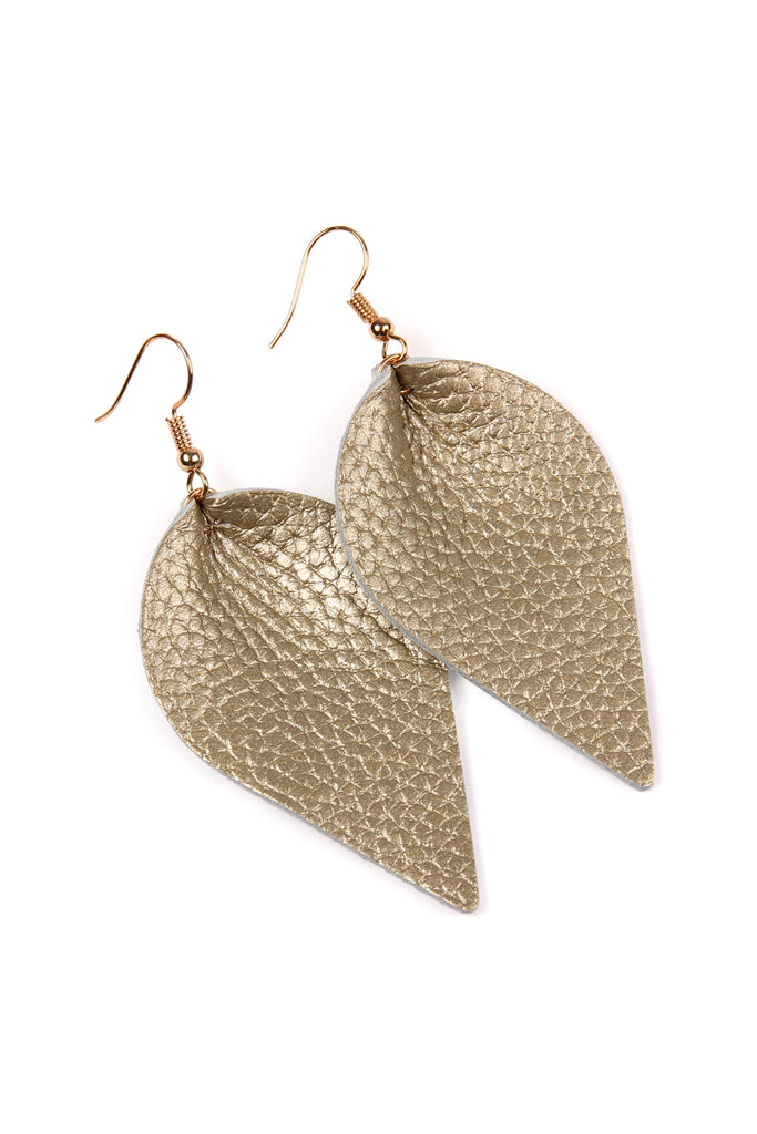 Teardrop Shape Pinched Leather Earrings