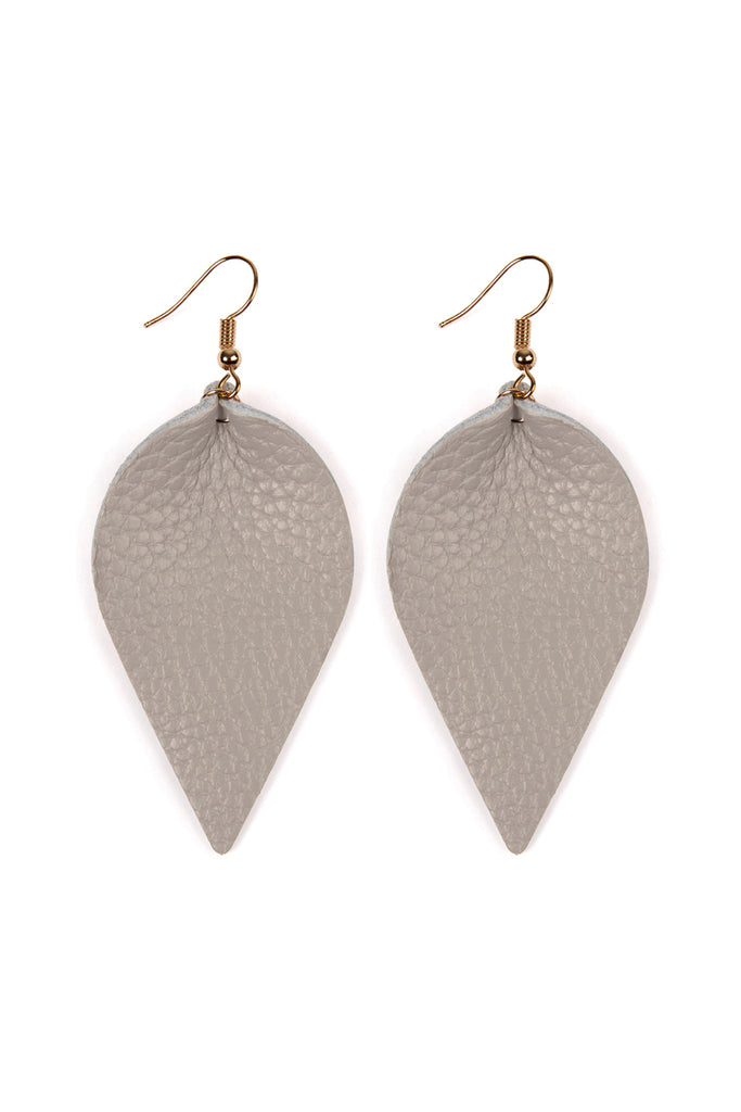 Teardrop Shape Pinched Leather Earrings