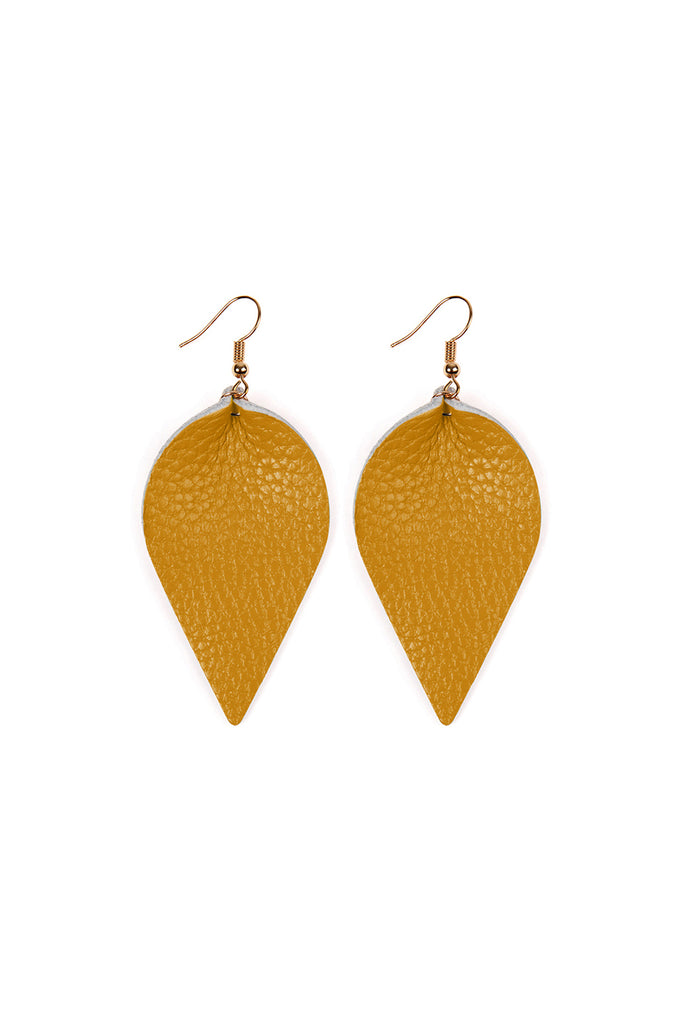 Teardrop Shape Pinched Leather Earrings