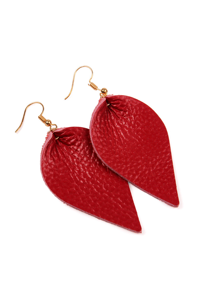 Teardrop Shape Pinched Leather Earrings