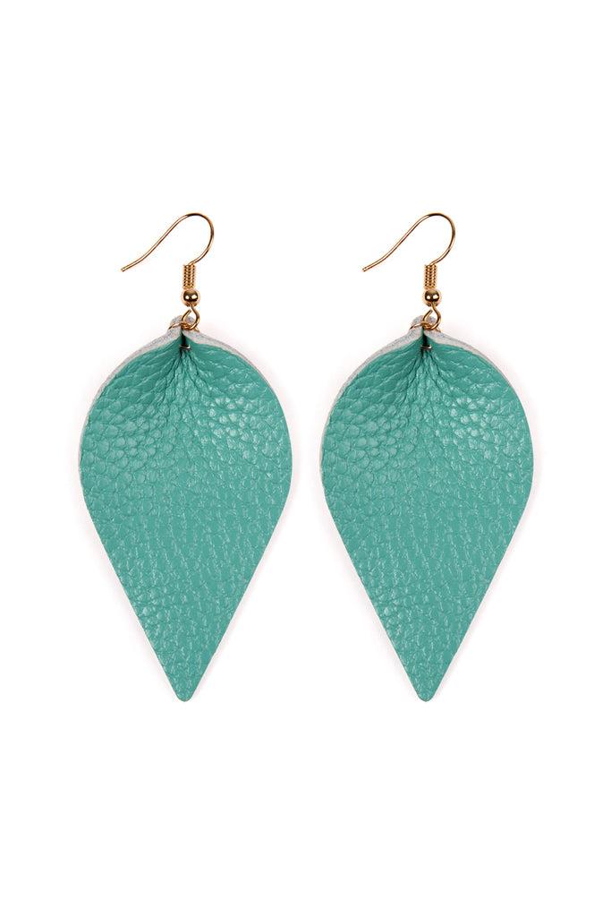 Teardrop Shape Pinched Leather Earrings