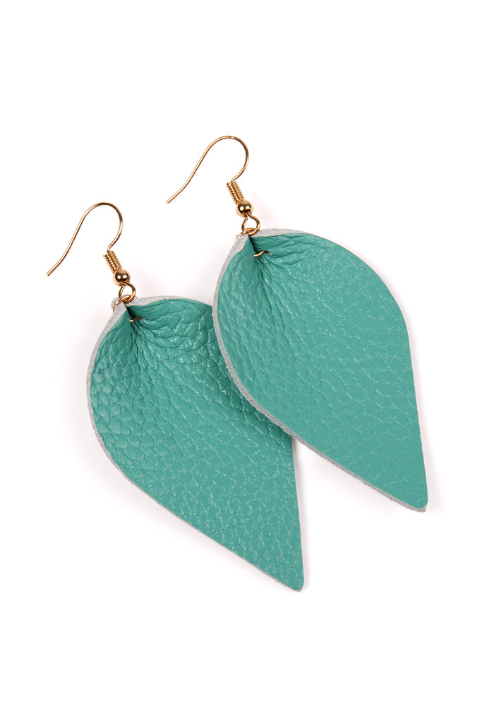 Teardrop Shape Pinched Leather Earrings