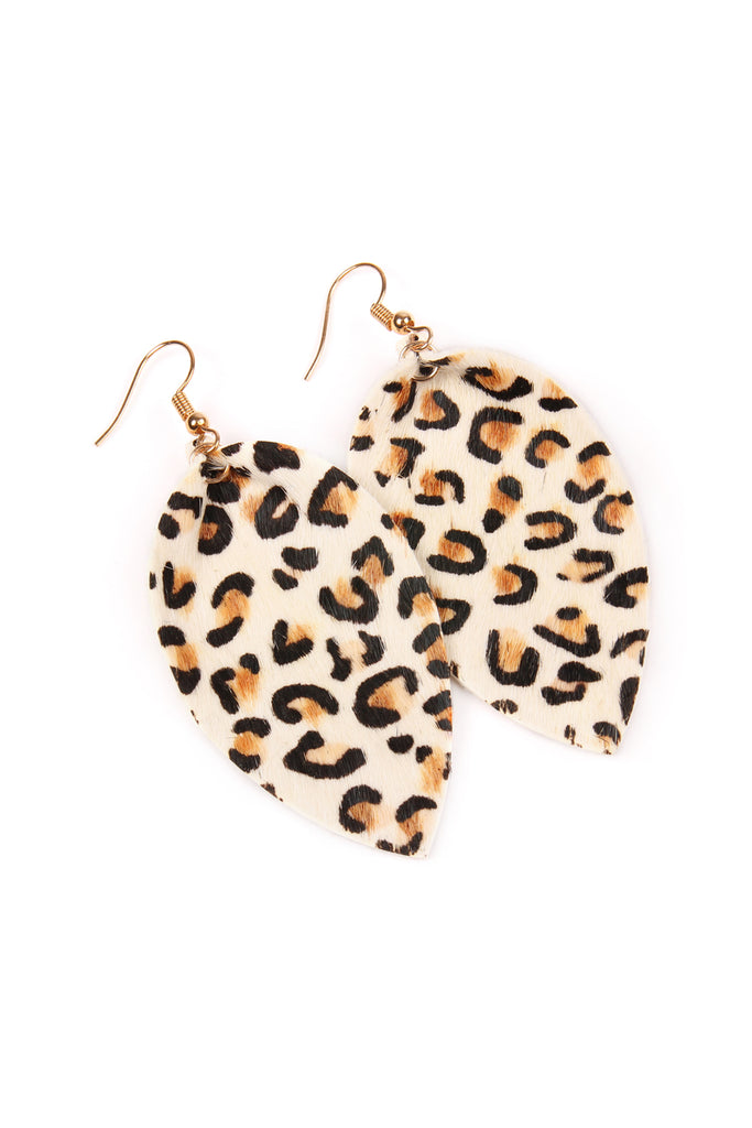 LEOPARD LEATHER DROP EARRINGS