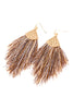 HDE2232 - TASSEL WITH HAMMERED METAL HOOK DROP EARRINGS