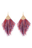 HDE2232 - TASSEL WITH HAMMERED METAL HOOK DROP EARRINGS