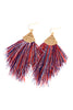 HDE2232 - TASSEL WITH HAMMERED METAL HOOK DROP EARRINGS
