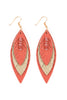 THREE LAYER FRINGE LEATHER MARQUISE EARRINGS