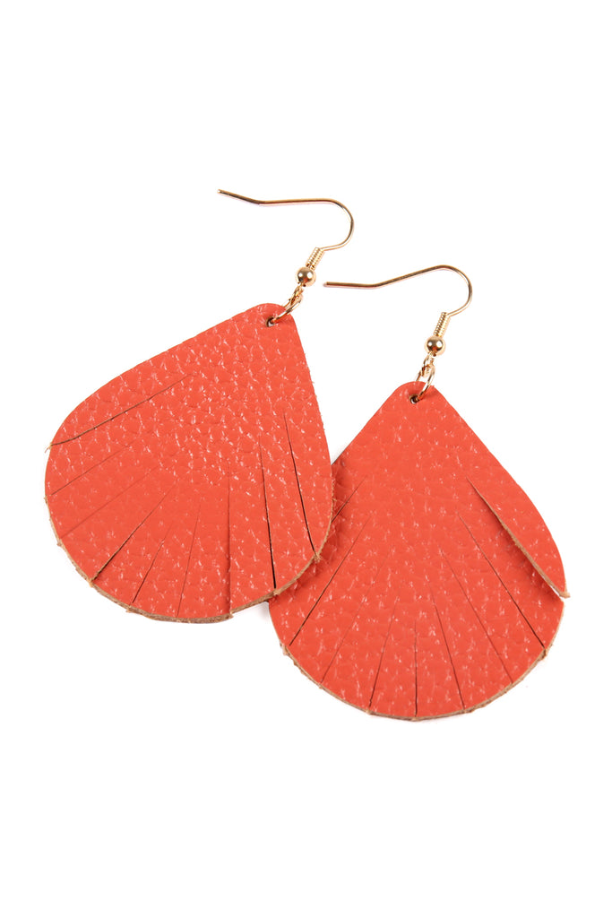 FRINGED PEAR SHAPED LEATHER EARRINGS