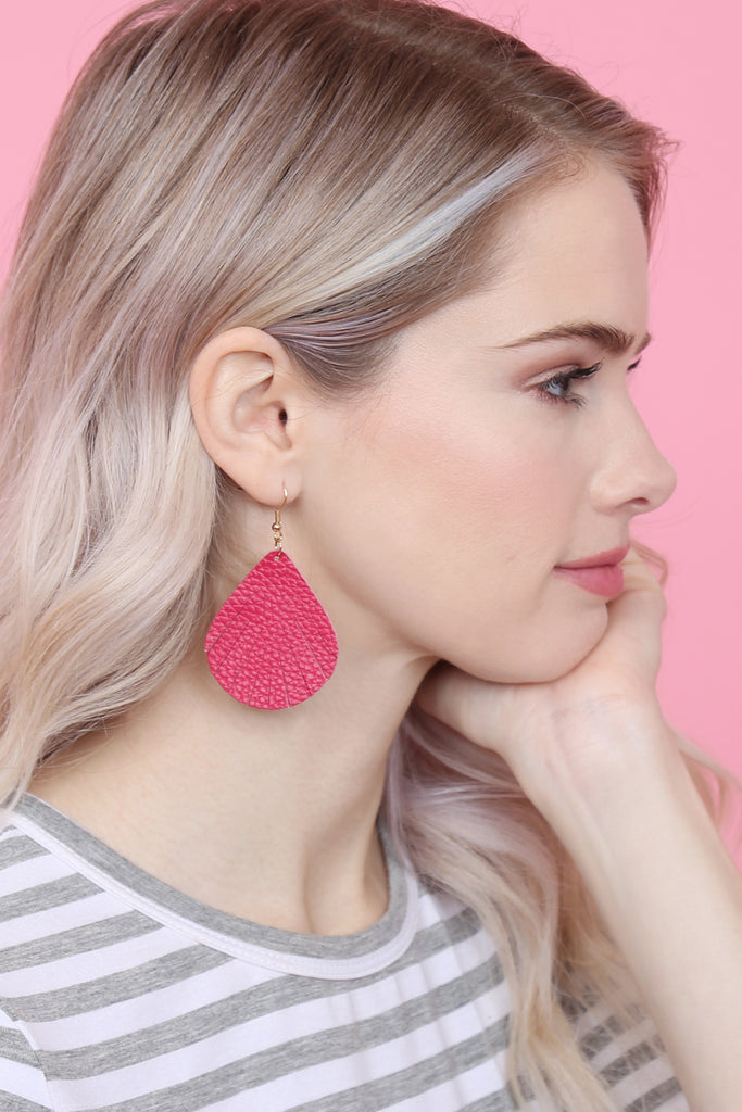 FRINGED PEAR SHAPED LEATHER EARRINGS