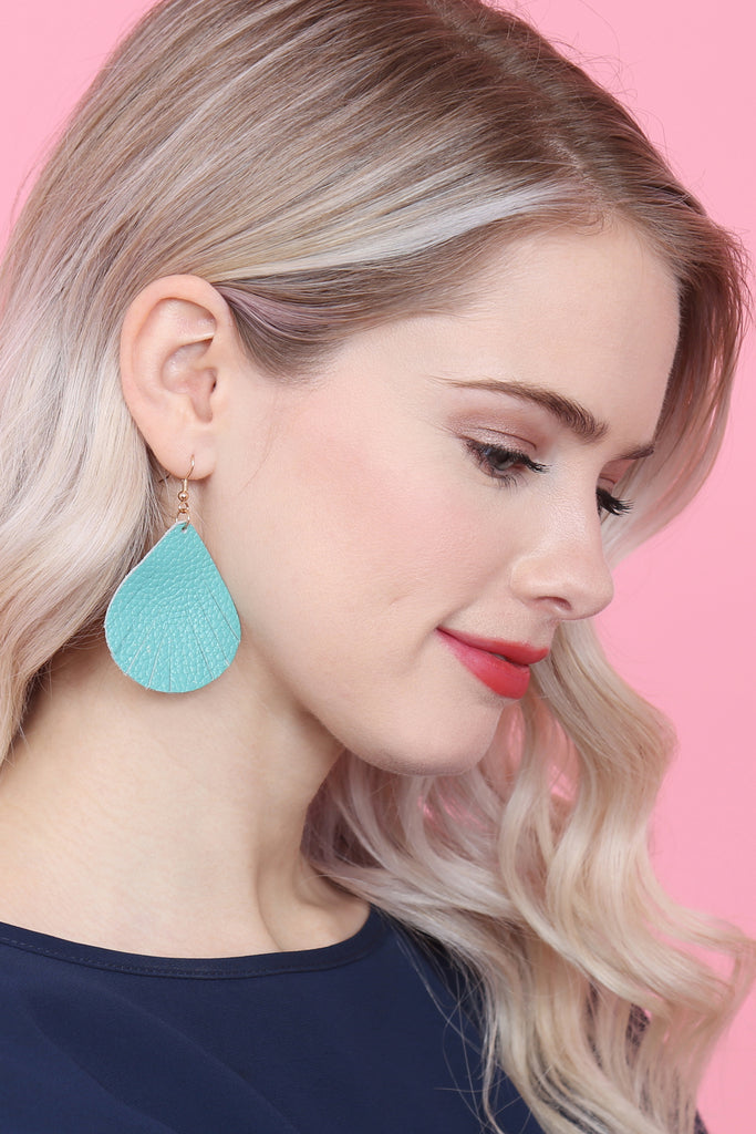 FRINGED PEAR SHAPED LEATHER EARRINGS