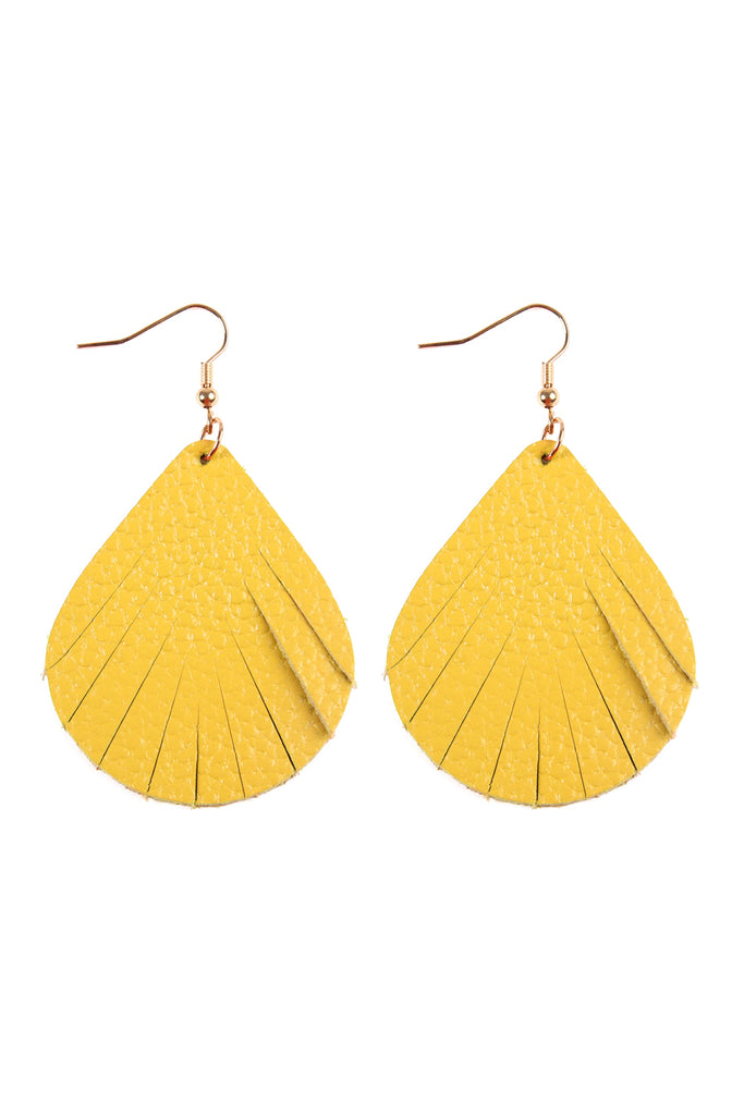 FRINGED PEAR SHAPED LEATHER EARRINGS