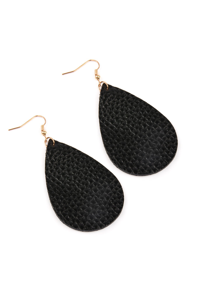 TEARDROP LEATHER EARRINGS