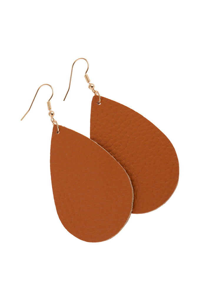 TEARDROP LEATHER EARRINGS