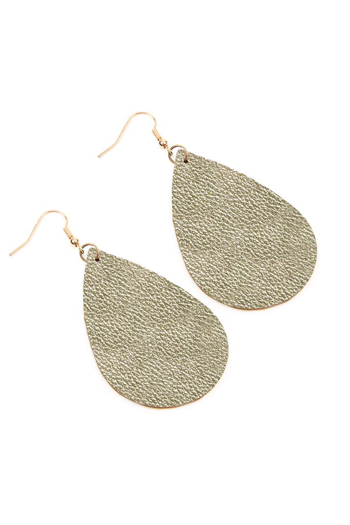 TEARDROP LEATHER EARRINGS