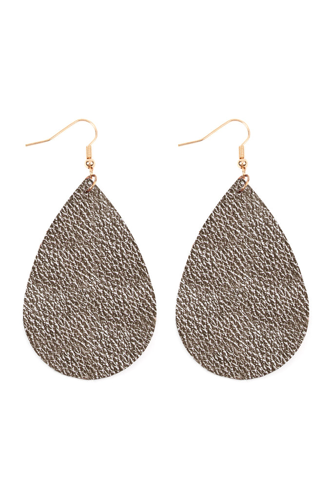 TEARDROP LEATHER EARRINGS